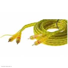 Шнур 2 RCA штекер - 2 RCA штекер 5.0м (6.0мм) с управлением Plastic Gold желтый