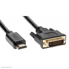 Шнур HDMI штекер - DVI-D штекер 1.5м OD7.3мм с ферритами Plastic Gold