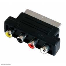 Переходник SCART - 4 RCA Plastic моно дву-направленный