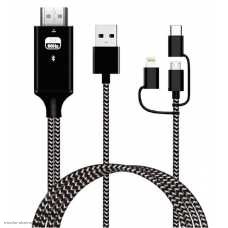 HDTV адаптер MicroUSB-B / USB-C / Lightning штекер - HDMI штекер 2.0м (необходима установка приложения)