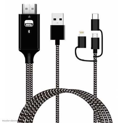 HDTV адаптер MicroUSB-B / USB-C / Lightning  штекер - HDMI штекер 2.0м (необходима установка приложения)