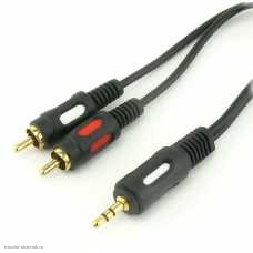 Шнур 3.5 штекер - 2 RCA штекер 3.0м OD4.0x8.0мм Plastic Gold