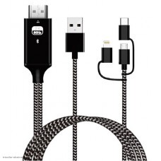 Шнур MicroUSB-B / USB-C / Lightning штекер - HDMI штекер 2.0м (необходима установка приложения)