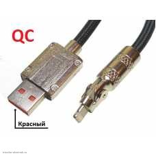 USB-кабель 1.0м Lightning (iPhone 5/6/7/8/X/11) в тканевом защитном рукаве поворотный OD5.5мм