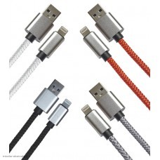USB-кабель 2.0м Lightning (iPhone 5/6/7/8/X/11) в тканевом защитном рукаве