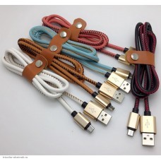 Шнур micro USB-B штекер - USB-A (2.0) штекер 1.0м в кожаном рукаве