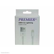 USB-кабель 2.0м Lightning (iPhone 5/6/7/8/X/11) белый пастик в картонной упак.