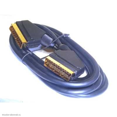 Шнур SCART штекер - SCART штекер 1.5м 21pin Plastic Gold