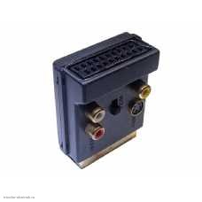 Переходник SCART - 3 RCA Plastic с переключателем + SCART гнездо
