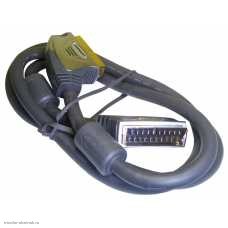 Шнур SCART штекер - SCART штекер 1.5м 21pin OD10.7мм PlROFESSIONAL с ферритами