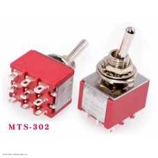 Мини тумблер M6 9pin 2 положения MTS-302 250V 2A