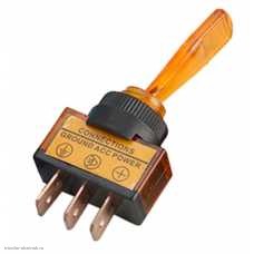 Тумблер ON-OFF 3pin ASW-13D с подсветкой 12V жёлтый