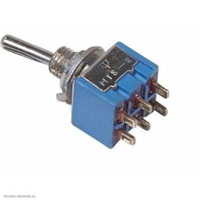 Мини тумблер  M6 6pin 2 положения MTS-202 250V 3А