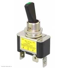 Тумблер ON-OFF 3pin ASW-07D-2 с подсветкой 12V зеленый