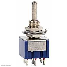 Мини тумблер M6 6pin 3 положения MTS-213 250V 3A фиксация только в одном положении