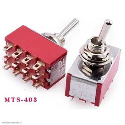 Мини тумблер M6 12pin 3 положения MTS-403 250V 2A нейтраль