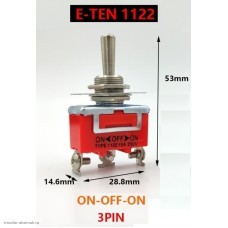 Тумблер ON-OFF-ON KN3C-103 (E-TEN1122) 250V 15A 3pin под винт