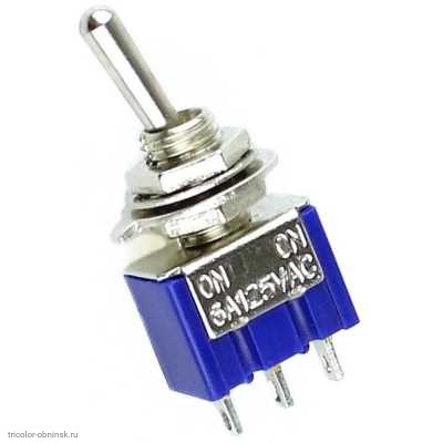 Мини тумблер  M6 3pin 2 положения MTS-112 250V 3A без фиксации (с откатом)