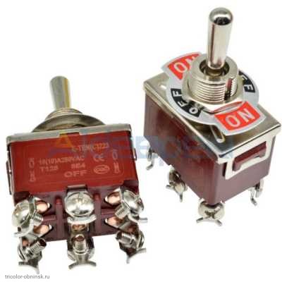 Тумблер M12 3 положения 6pin KN3C-223 (E-TEN223)   250V  15А без фиксации в обоих положениях