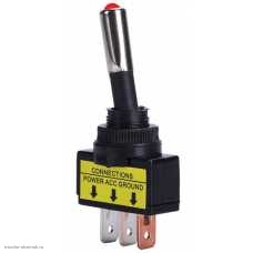 Тумблер ON-OFF 3pin ASW-15D с подсветкой 12V красный