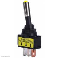 Тумблер ON-OFF 3pin ASW-15D с подсветкой 12V желтый