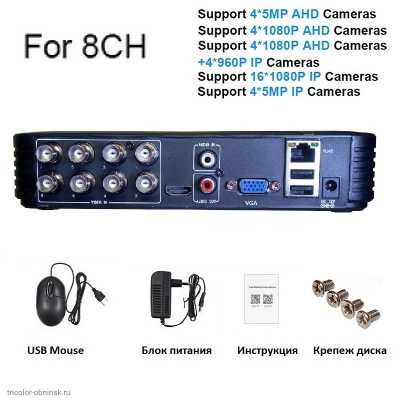 Видеорегистратор гибридный Smar A1208NHS (8*5MP TVI, CVI, AHD, CVBS /16*2MP IP/8*5MP IP)