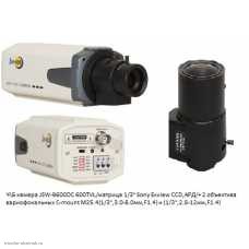Чб jsw-B600DC 600TVL/матрица 1/3"SonyExview CCD,АРД/+ 2 объект. M25.4(1/3",3.0-8.0мм,F1.4) и (1/3",2.8-12мм,F1.4)